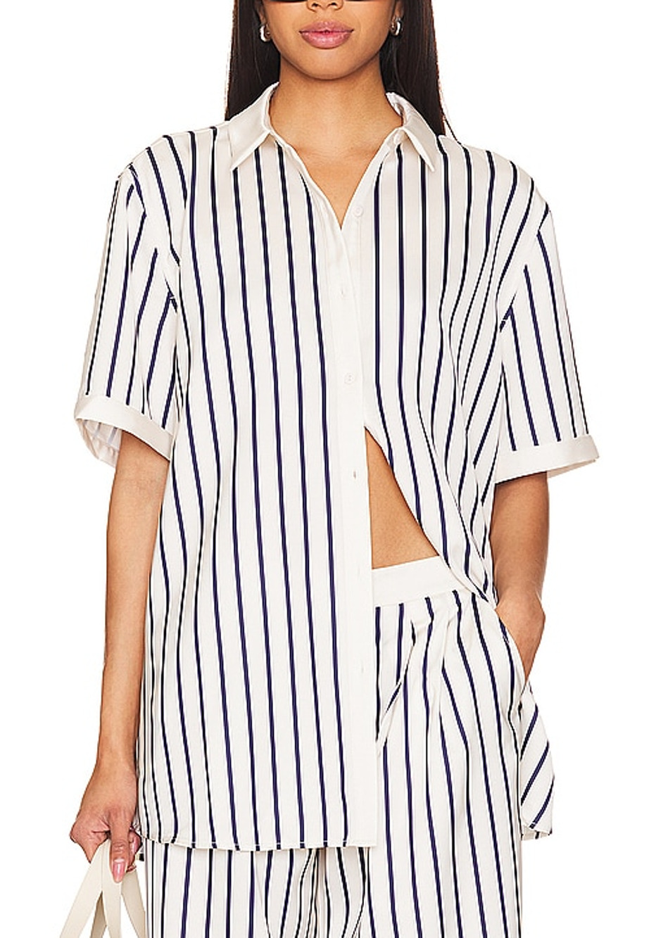 Ser.O.Ya Striped Navy Ivory Davey Blouse Size S